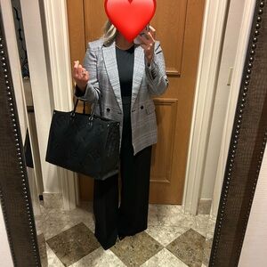 Ann Taylor black/white plaid blazer